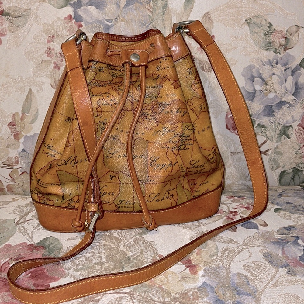 Authentic Alviero Martini World Map Bucket Bag